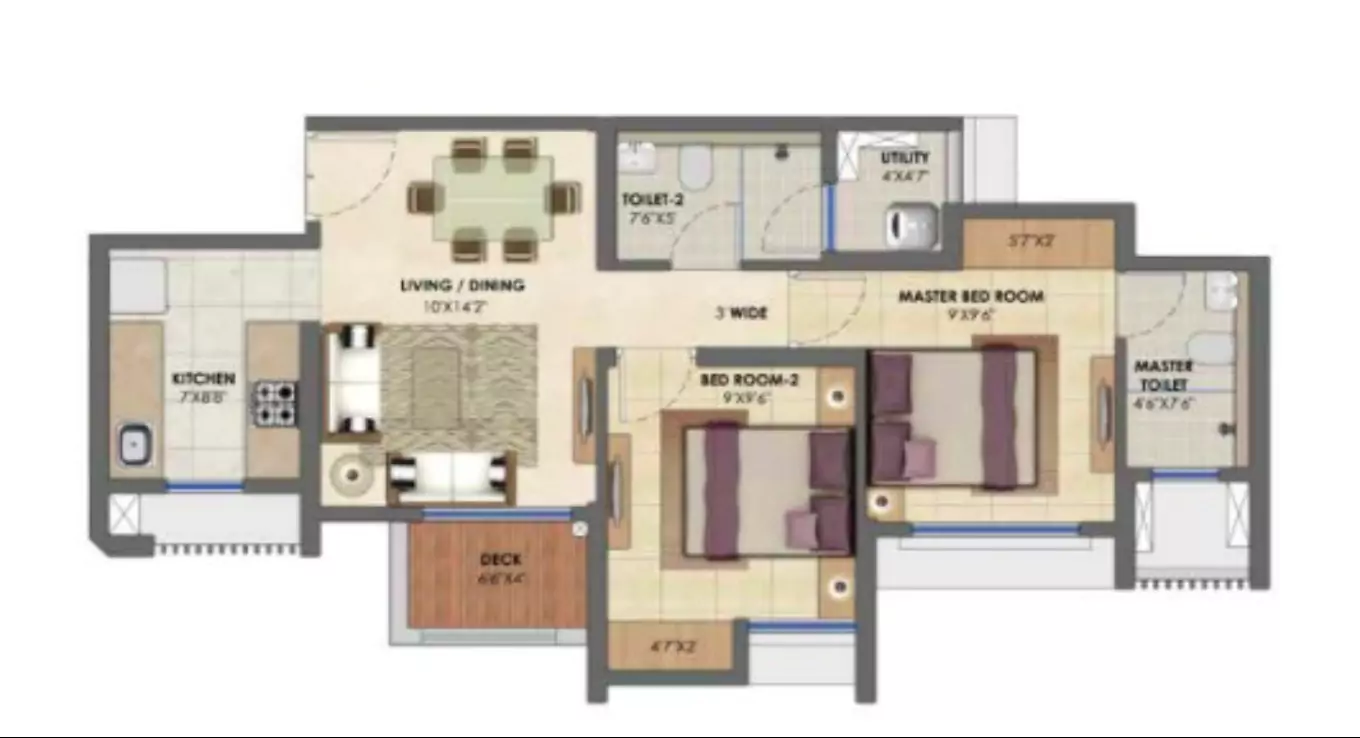 Lodha Upper Thane 2 BHK Floor Plan