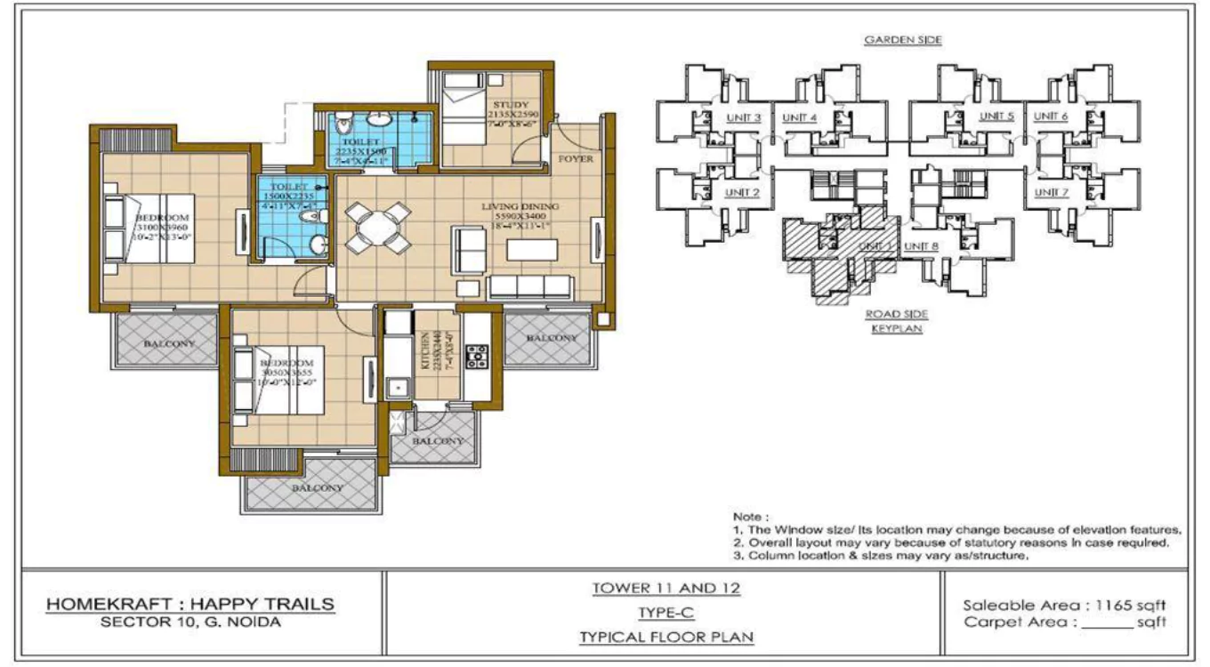 ATS Homekraft Happy Trails 3 BHK Floor Plan