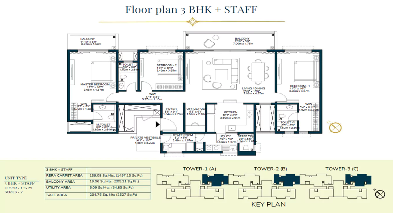 Godrej Tiara 3 BHK Floor Plan