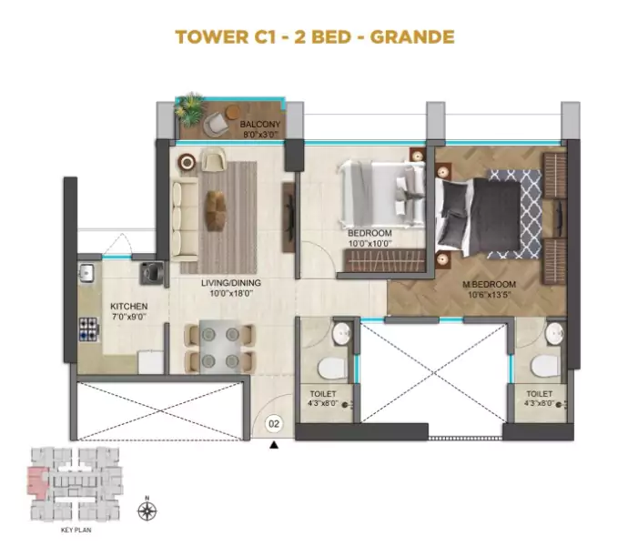 Runwal 25 Hour Life 2 BHK Floor Plan