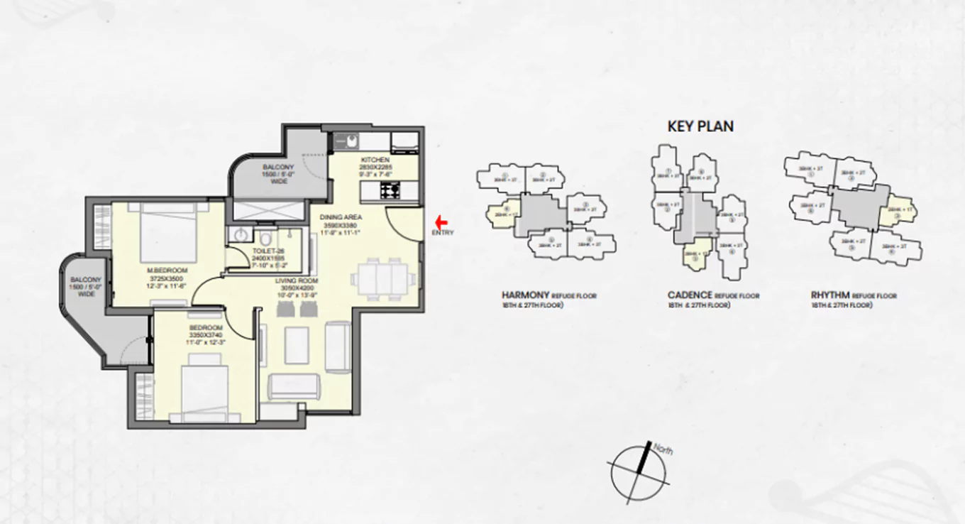 Eldeco Ballads of Bliss 2 BHK Floor Plan