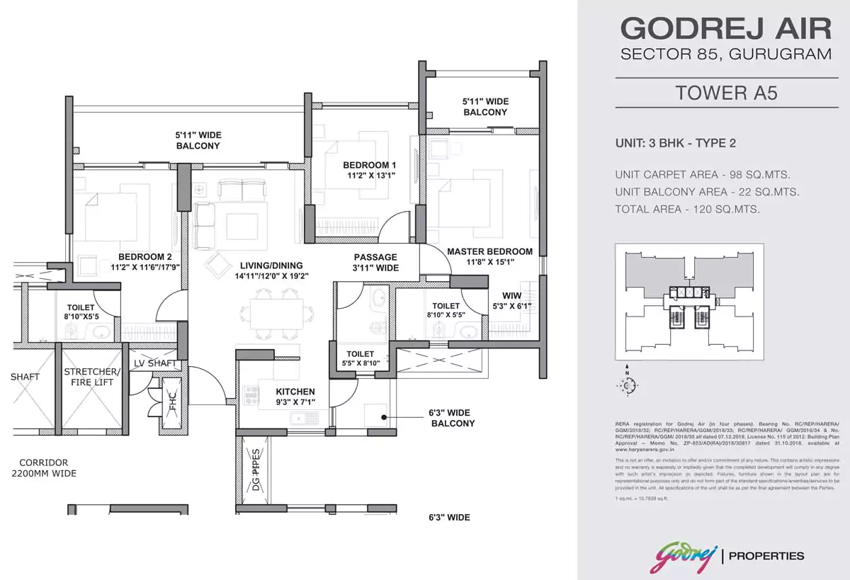 Godrej Air 3 BHK Floor Plan