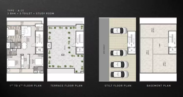 Signature Global City 93 3 BHK + Study Floor Plan