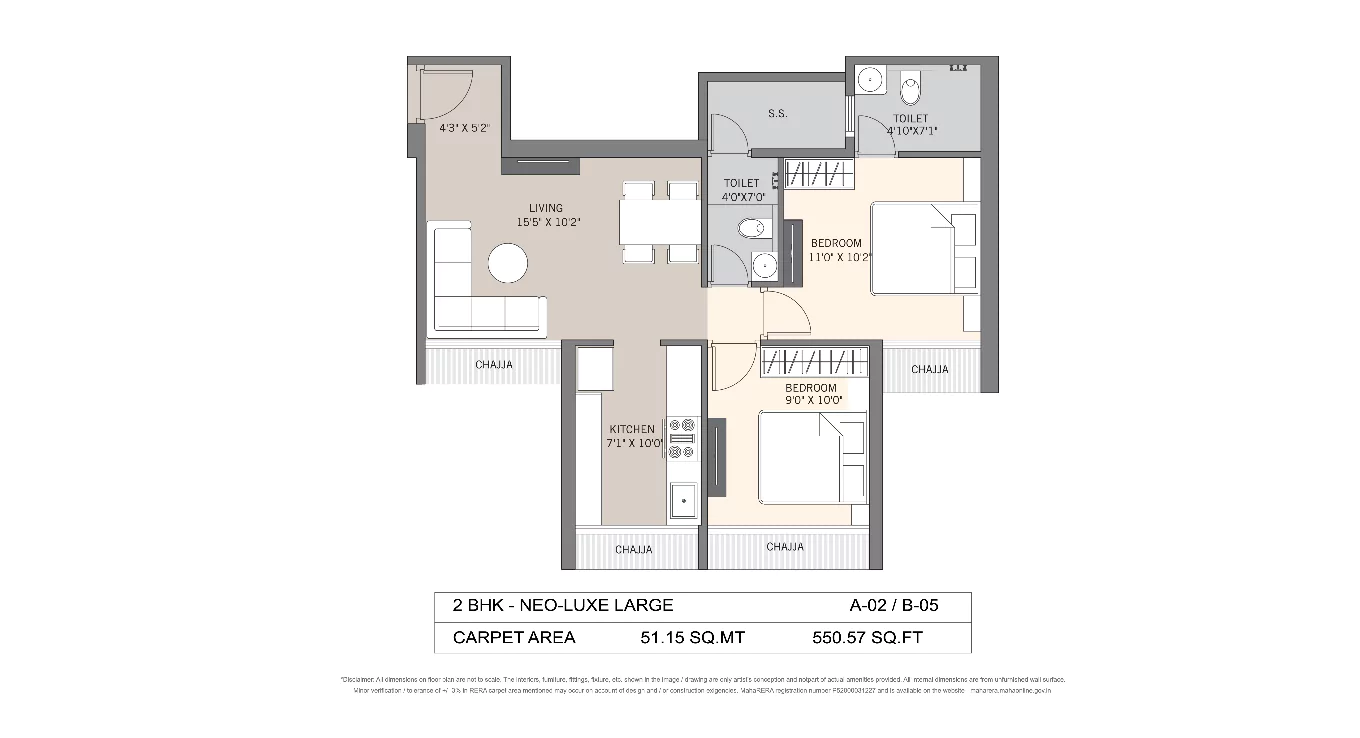 Regents Park 2 BHK Floor Plan