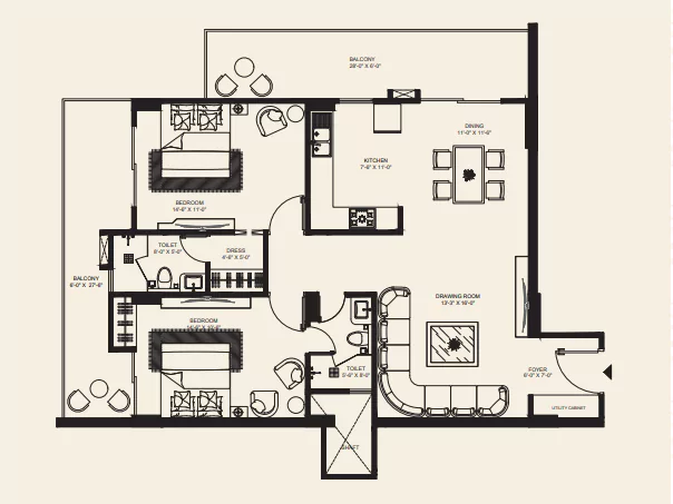 Evara by Sky Vista Homes 2 Bhk Floor Plan