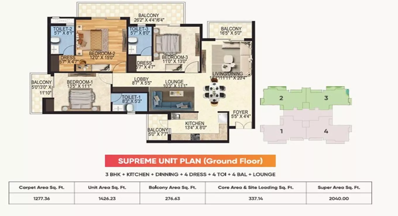 3 BHK (Type 4)