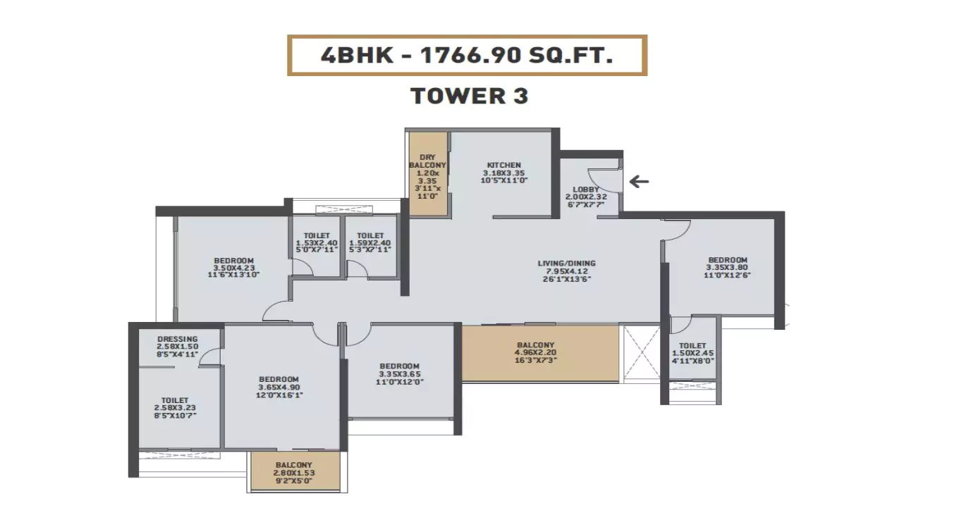 VTP Earth One 4 BHK Floor Plan