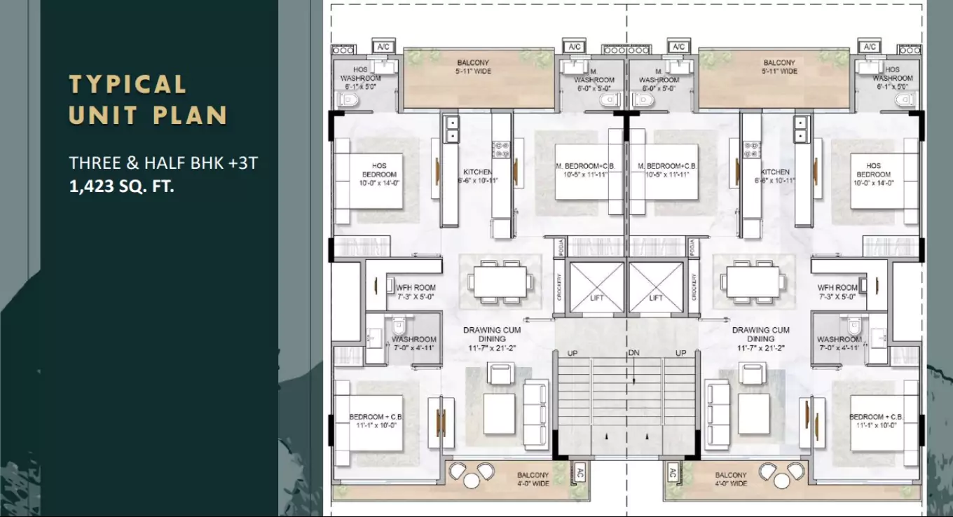 M3M Boutique Floors 3.5 BHK Floor Plan