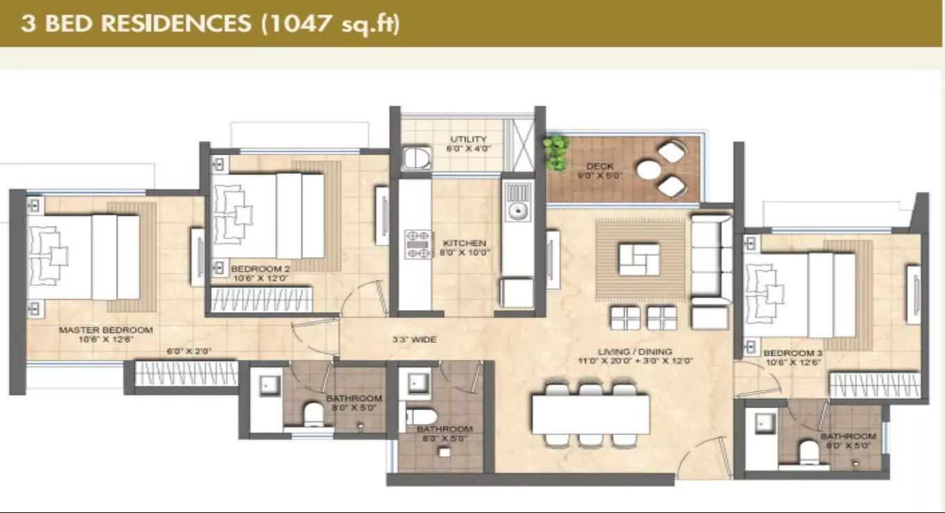 Lodha NIBM 3 BHK Floor Plan