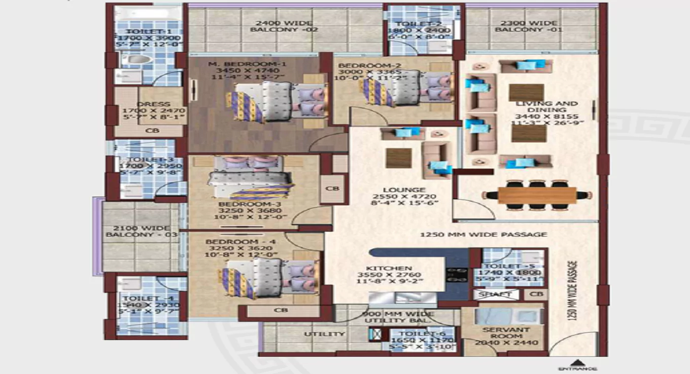 4 BHK Floor Plan Sikka The Crown of Noida