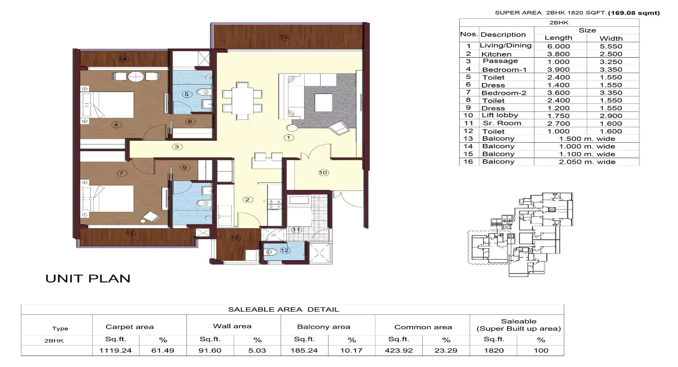 Sikka Kimaya Greens 2 BHK Floor Plan