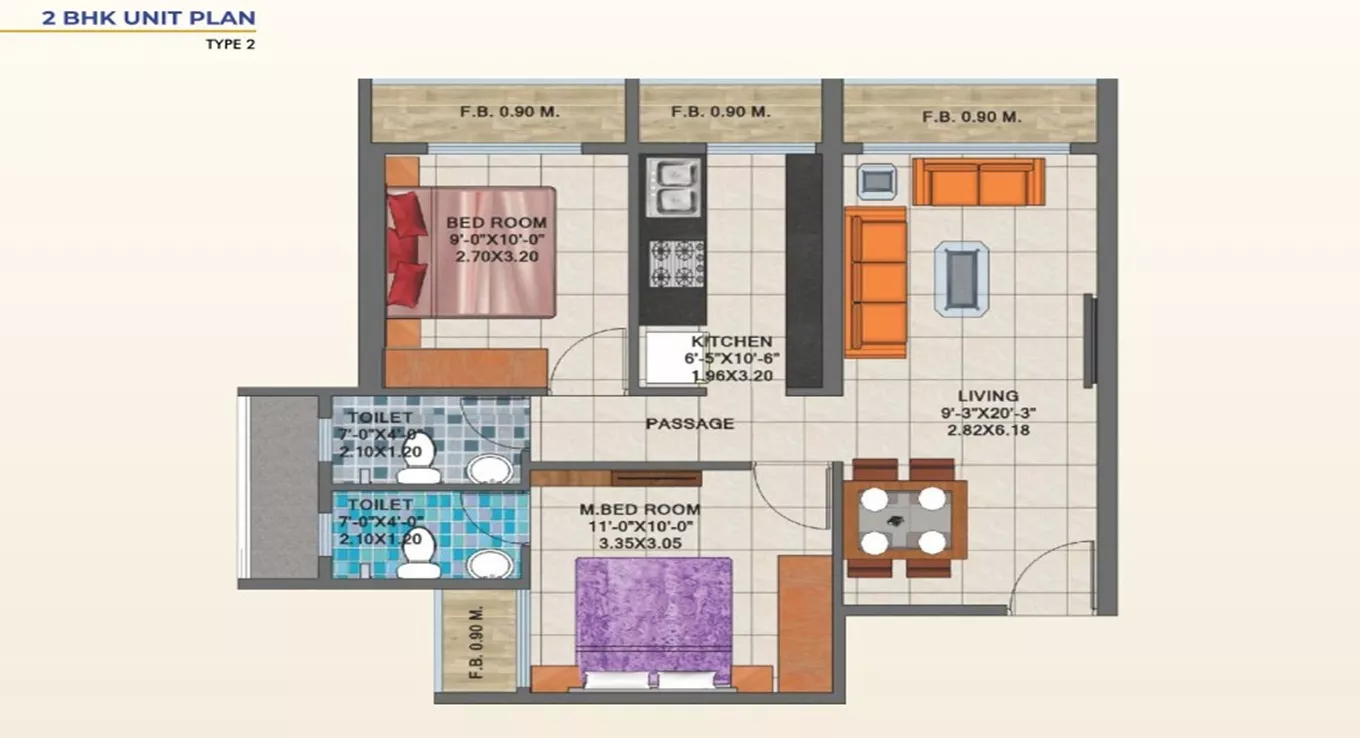 2 BHK (Type 2)