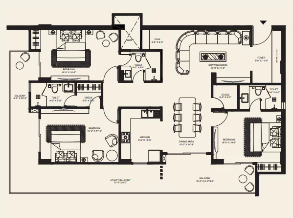 Evara by Sky Vista Homes 3 Bhk Floor Plan