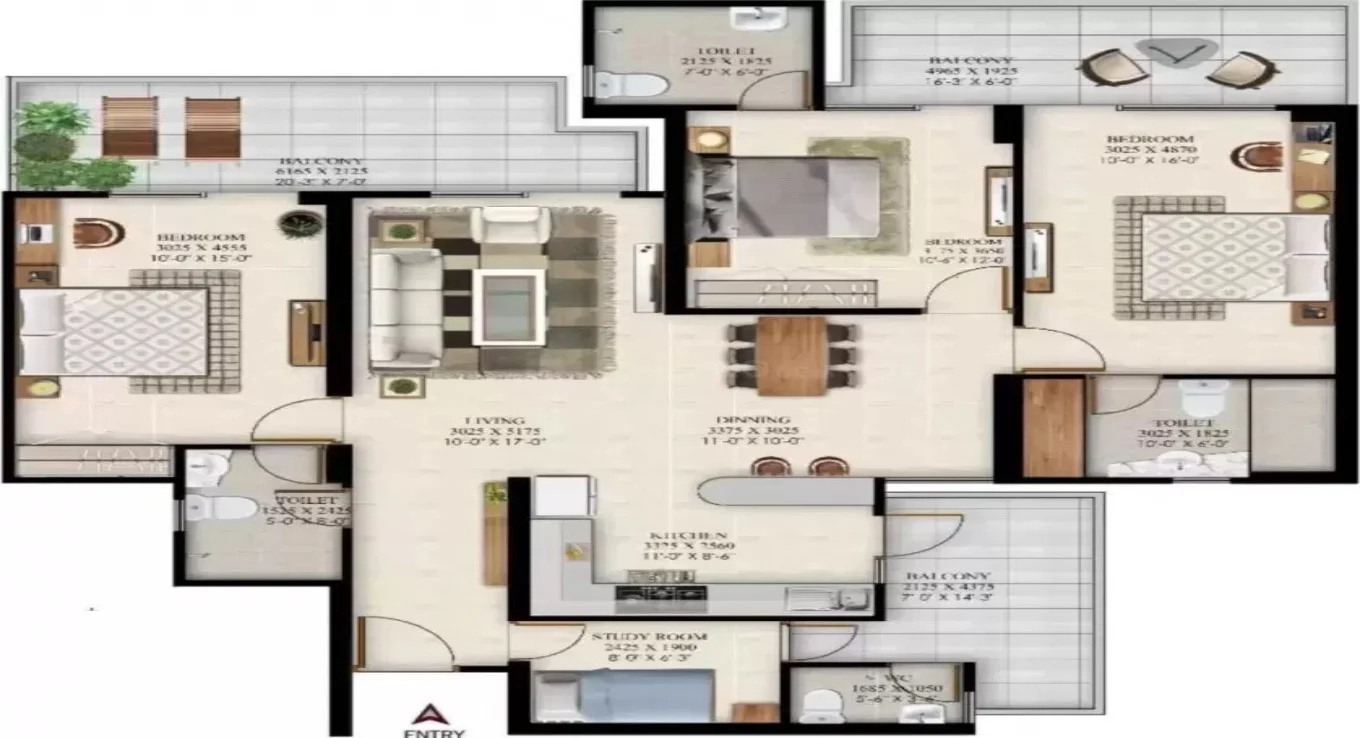 SKA Orion 3.5 BHK Floor Plan