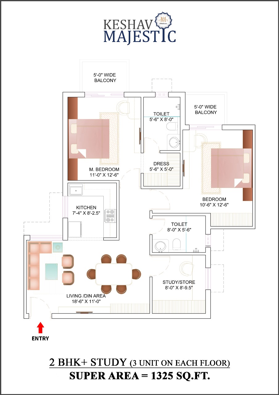 Keshav Majestic 2 BHK Floor Plan