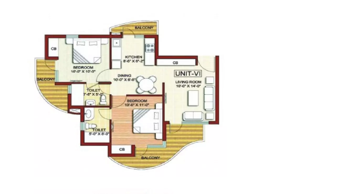 2 BHK Floor Plan Sikka Karmic Greens
