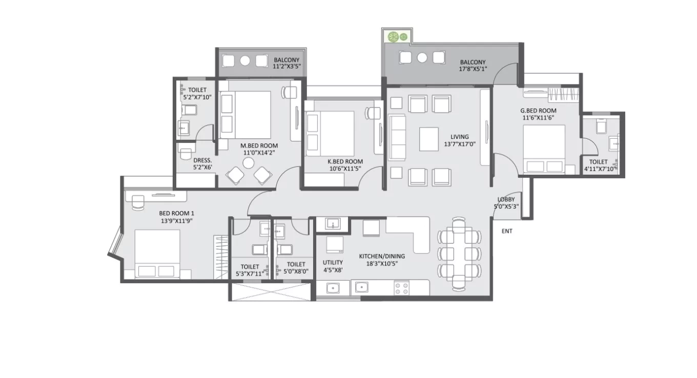 Austin Yana 4 BHK Floor Plan